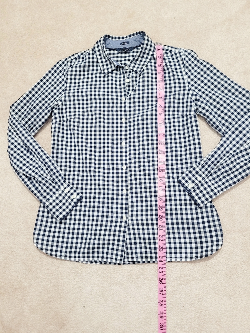Tommy Hilfiger Classic Fit Gingham Shirt Women Size Small Blue White 100% Cotton - Picture 10 of 11